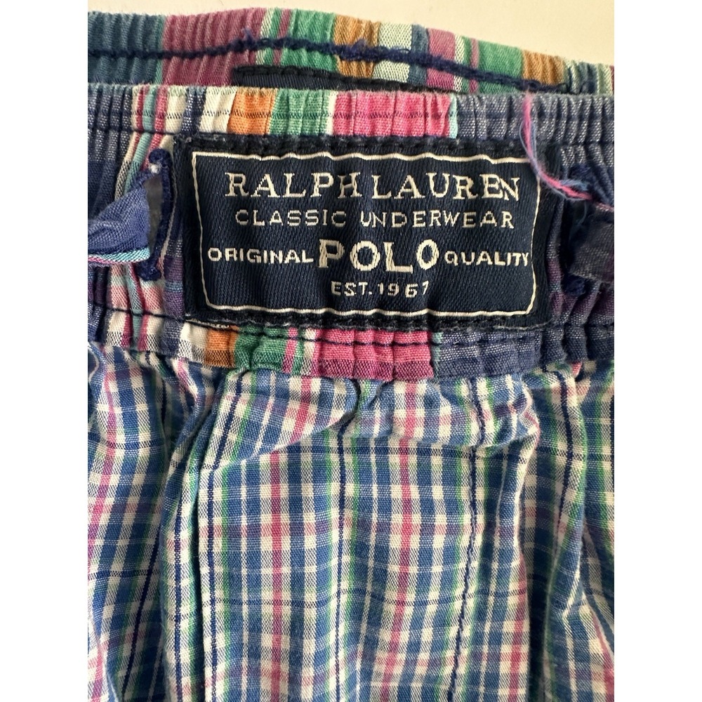 Polo Ralph Lauren Men LARGE Blue Multi Plaid Cotton Sleepwear PJ Lounge Pant